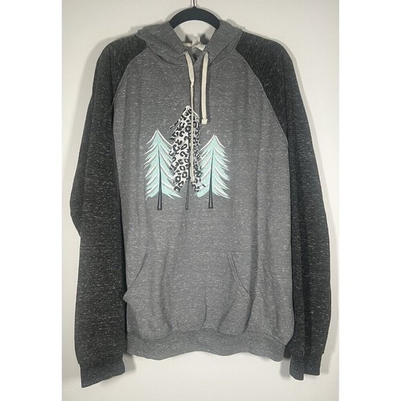 Jerzees Tops - Jerzees gray colorblock hoodie Pine Trees glitter graphic 2XL outdoor comfy